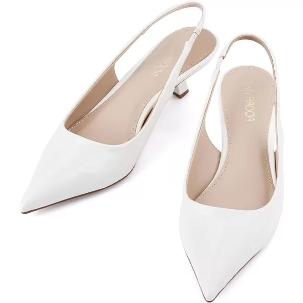 JENN ARDOR Slingback Heels for Women Low Heels Dress Shoes Kitten Pumps Dressy Heeled Sandals Wide Width Fashion Casual ShoesCream WhitePu