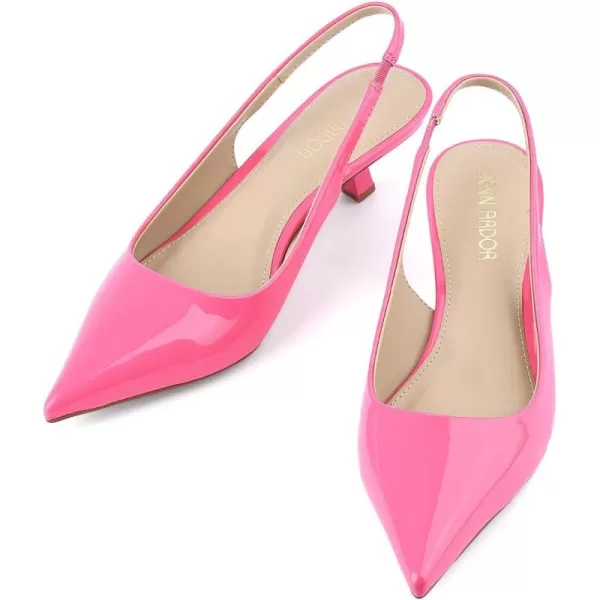 JENN ARDOR Slingback Heels for Women Low Heels Dress Shoes Kitten Pumps Dressy Heeled Sandals Wide Width Fashion Casual ShoesHot PinkPu