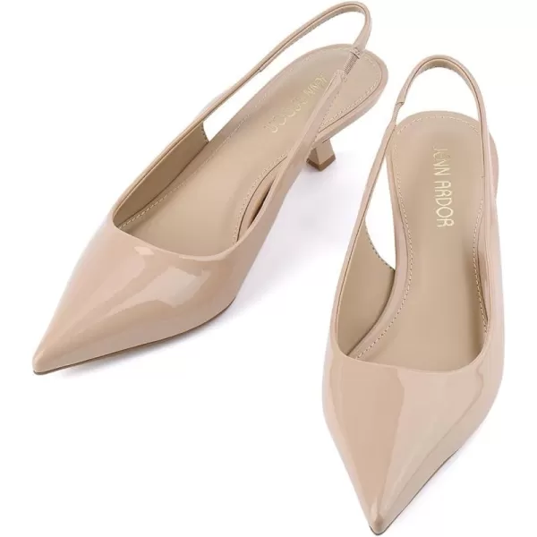 JENN ARDOR Slingback Heels for Women Low Heels Dress Shoes Kitten Pumps Dressy Heeled Sandals Wide Width Fashion Casual ShoesNudePu