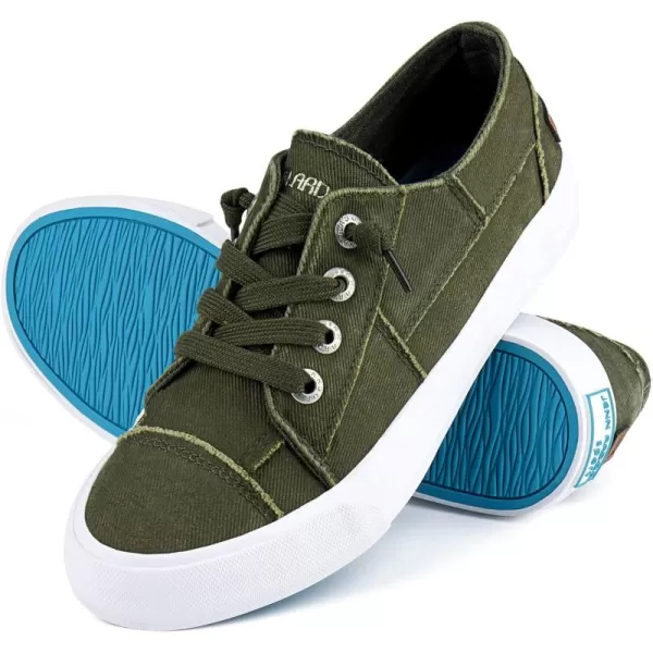 JENN ARDOR Slip On Canvas Shoes for Women Low Top Fashion Sneakers Comfortable Walking FlatsAolive