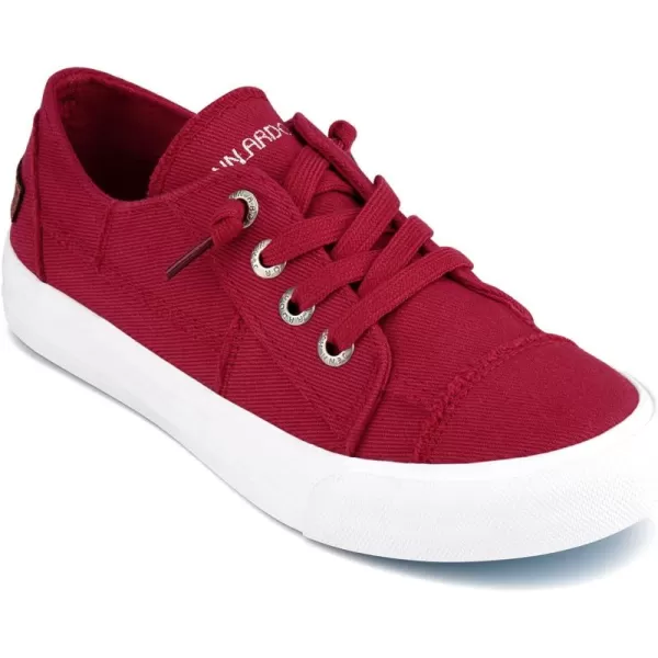 JENN ARDOR Slip On Canvas Shoes for Women Low Top Fashion Sneakers Comfortable Walking FlatsRed