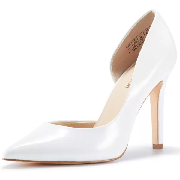 JENN ARDOR Stiletto High Heel Shoes for Women Pointed Closed Toe Classic Slip On Dress PumpsWhite
