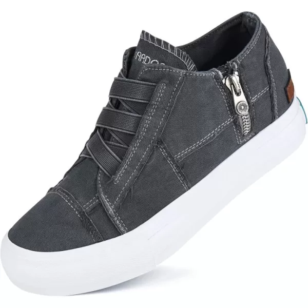 JENN ARDOR Wedge Sneakers for Women Fashion Canvas Shoes Casual Platform Hidden Heel Womens Slip On Sneaker Non Slip Side ZipperGrey