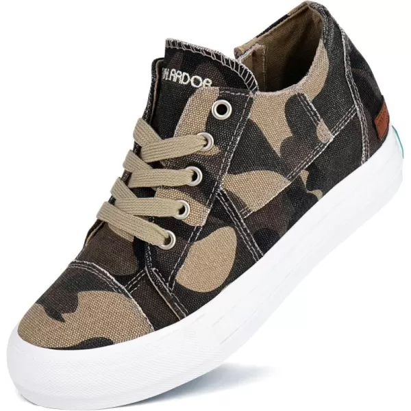 JENN ARDOR Wedge Sneakers for Women Fashion Canvas Shoes Casual Platform Hidden Heel Womens Slip On Sneaker Non Slip Side ZipperLace Camo