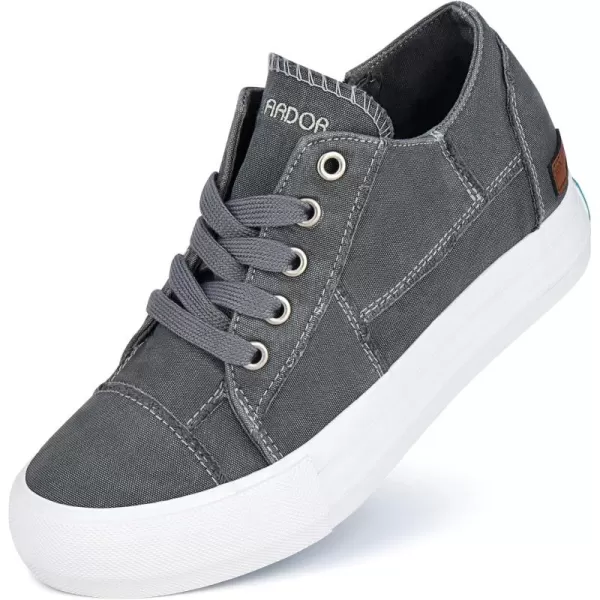 JENN ARDOR Wedge Sneakers for Women Fashion Canvas Shoes Casual Platform Hidden Heel Womens Slip On Sneaker Non Slip Side ZipperLace Grey