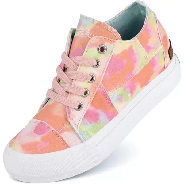 JENN ARDOR Wedge Sneakers for Women Fashion Canvas Shoes Casual Platform Hidden Heel Womens Slip On Sneaker Non Slip Side ZipperLace Orange
