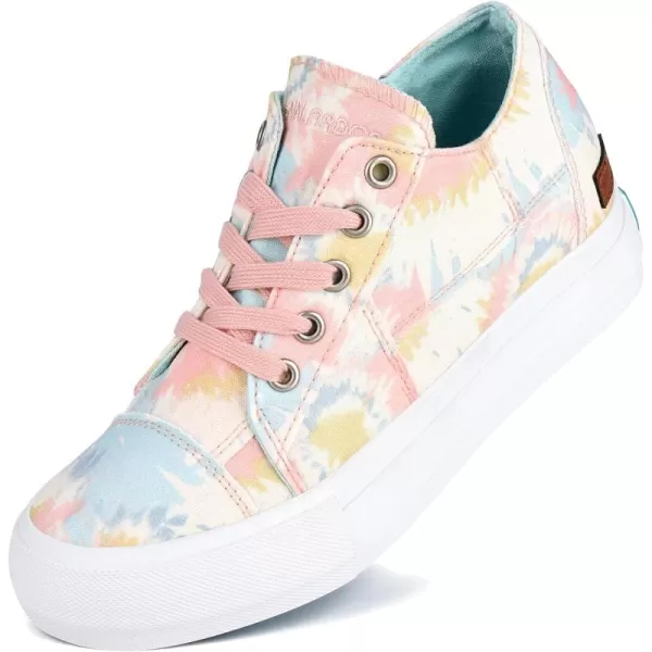 JENN ARDOR Wedge Sneakers for Women Fashion Canvas Shoes Casual Platform Hidden Heel Womens Slip On Sneaker Non Slip Side ZipperLace Pinkblue