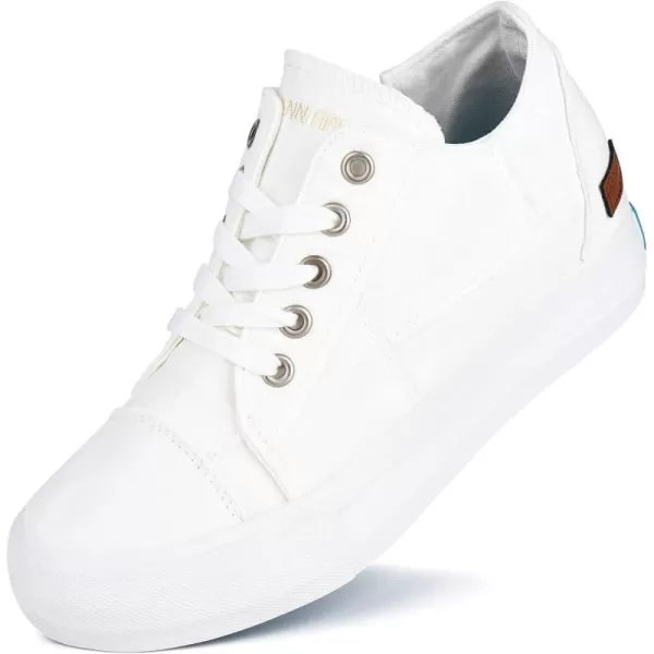 JENN ARDOR Wedge Sneakers for Women Fashion Canvas Shoes Casual Platform Hidden Heel Womens Slip On Sneaker Non Slip Side ZipperLace White