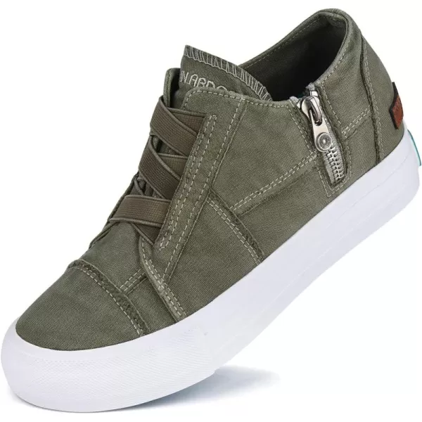 JENN ARDOR Wedge Sneakers for Women Fashion Canvas Shoes Casual Platform Hidden Heel Womens Slip On Sneaker Non Slip Side ZipperOlive