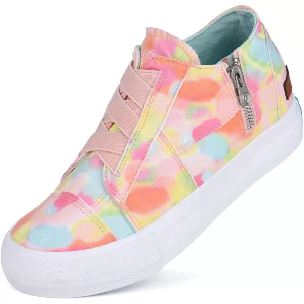 JENN ARDOR Wedge Sneakers for Women Fashion Canvas Shoes Casual Platform Hidden Heel Womens Slip On Sneaker Non Slip Side ZipperOrange