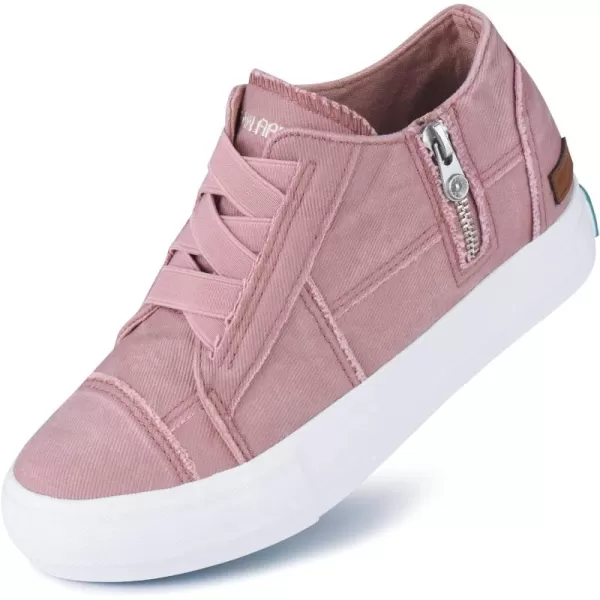 JENN ARDOR Wedge Sneakers for Women Fashion Canvas Shoes Casual Platform Hidden Heel Womens Slip On Sneaker Non Slip Side ZipperPink