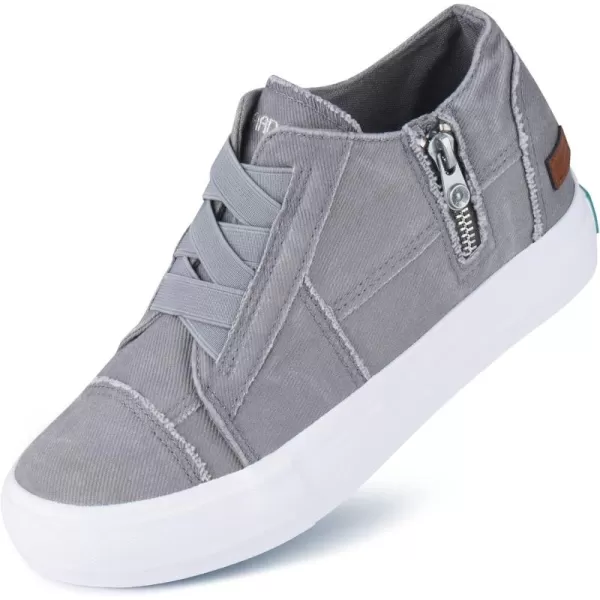 JENN ARDOR Wedge Sneakers for Women Fashion Canvas Shoes Casual Platform Hidden Heel Womens Slip On Sneaker Non Slip Side ZipperWarm Light Grey