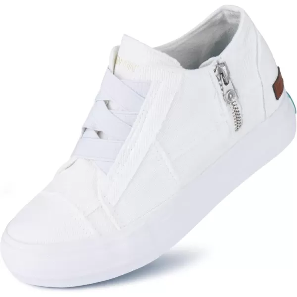 JENN ARDOR Wedge Sneakers for Women Fashion Canvas Shoes Casual Platform Hidden Heel Womens Slip On Sneaker Non Slip Side ZipperWarm White