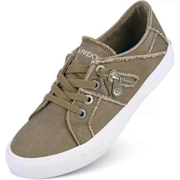 JENN ARDOR Women Sneakers Low Top Slip On Fashion Shoes Lace up Canvas Flats Walking Running ShoesCoffee