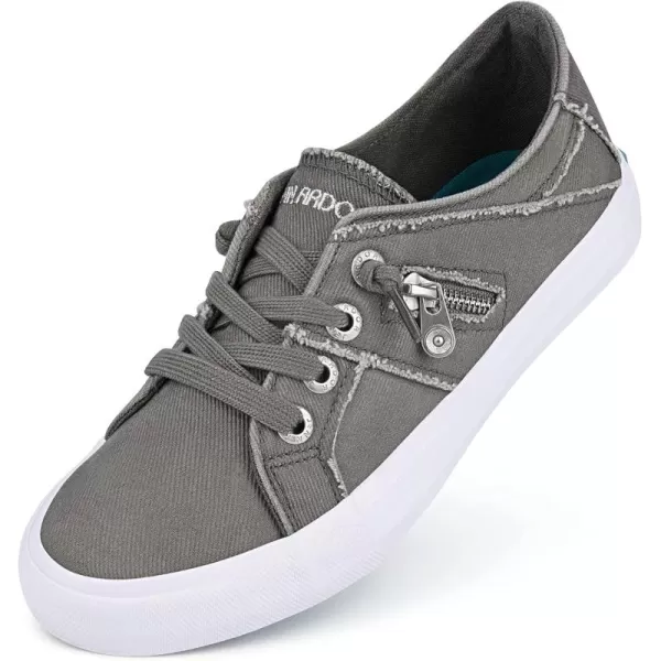 JENN ARDOR Women Sneakers Low Top Slip On Fashion Shoes Lace up Canvas Flats Walking Running ShoesGrey