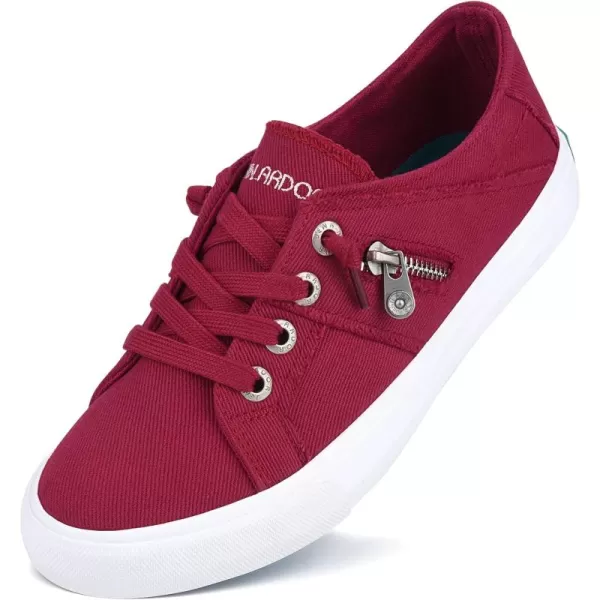 JENN ARDOR Women Sneakers Low Top Slip On Fashion Shoes Lace up Canvas Flats Walking Running ShoesRed