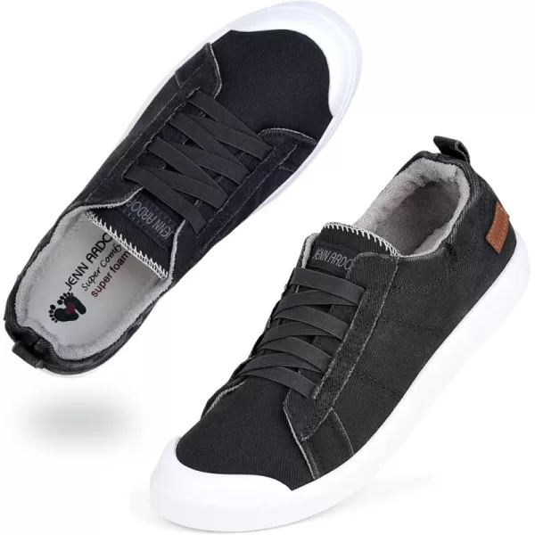 JENN ARDOR Womens Canvas Sneaker Slipons Loafers Shoes for Womens Fashion Casual Canvas Round Toe Soft Comfortable Walking FlatsDark Grey