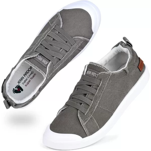 JENN ARDOR Womens Canvas Sneaker Slipons Loafers Shoes for Womens Fashion Casual Canvas Round Toe Soft Comfortable Walking FlatsGrey