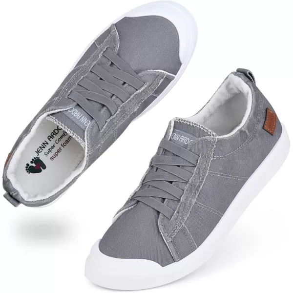 JENN ARDOR Womens Canvas Sneaker Slipons Loafers Shoes for Womens Fashion Casual Canvas Round Toe Soft Comfortable Walking FlatsLight Grey