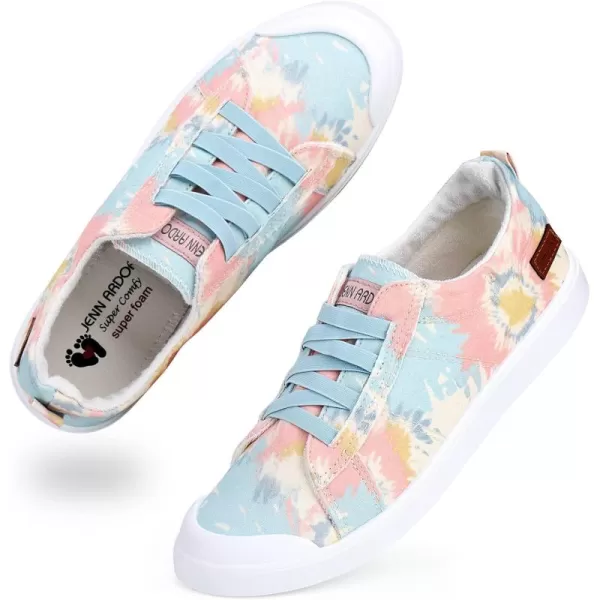 JENN ARDOR Womens Canvas Sneaker Slipons Loafers Shoes for Womens Fashion Casual Canvas Round Toe Soft Comfortable Walking FlatsTiedye Blue