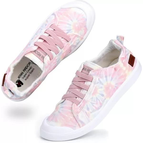 JENN ARDOR Womens Canvas Sneaker Slipons Loafers Shoes for Womens Fashion Casual Canvas Round Toe Soft Comfortable Walking FlatsTiedye Pink