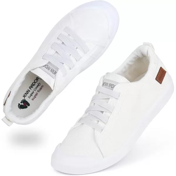 JENN ARDOR Womens Canvas Sneaker Slipons Loafers Shoes for Womens Fashion Casual Canvas Round Toe Soft Comfortable Walking FlatsWhite