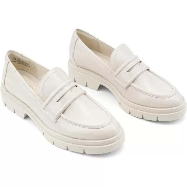 JENN ARDOR Womens Chunky Loafers Slip On Lug Sole Penny Loafer Comfort Casual Round Toe Mid Heels Platform Work ShoesShiny Patent Leathernatural