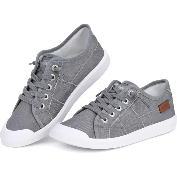 JENN ARDOR Womens Comfortable Elastic Shoes Stylish Canvas Fashion Sneakers Cute Lightweight Slip On Shoes Casual Flats for WalkingA Modern Light Grey