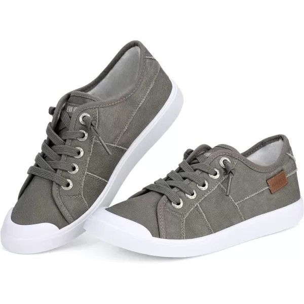 JENN ARDOR Womens Comfortable Elastic Shoes Stylish Canvas Fashion Sneakers Cute Lightweight Slip On Shoes Casual Flats for WalkingA Vintage Graybrown
