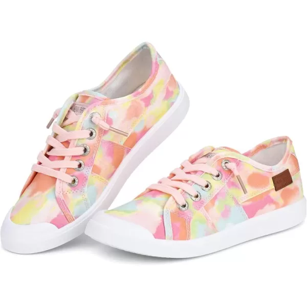 JENN ARDOR Womens Comfortable Elastic Shoes Stylish Canvas Fashion Sneakers Cute Lightweight Slip On Shoes Casual Flats for WalkingSpring Rainbow