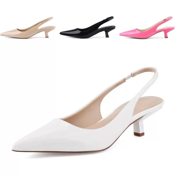 JENN ARDOR Womens Kitten Heels Closed Pointed Toe Elastic Slingback Sexy Low Heels Bridal Wedding Guest Dress Prom Pumps ShoesCream Whitepu