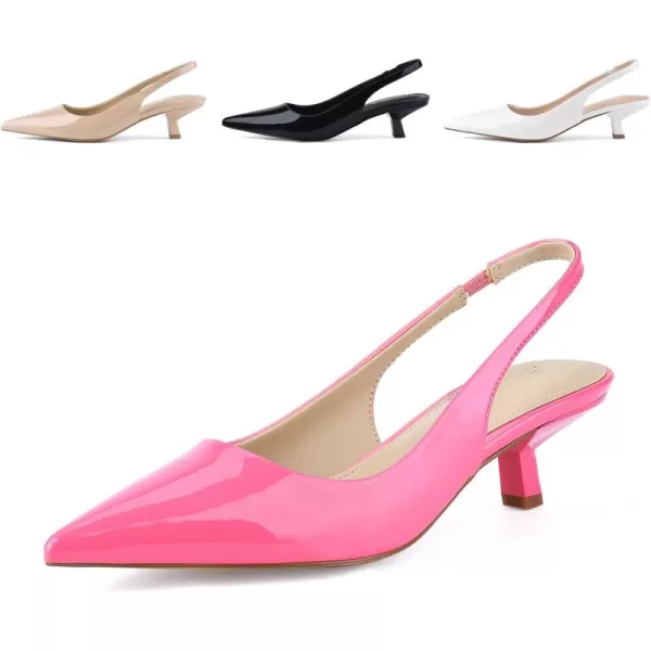 JENN ARDOR Womens Kitten Heels Closed Pointed Toe Elastic Slingback Sexy Low Heels Bridal Wedding Guest Dress Prom Pumps ShoesHot Pinkpu