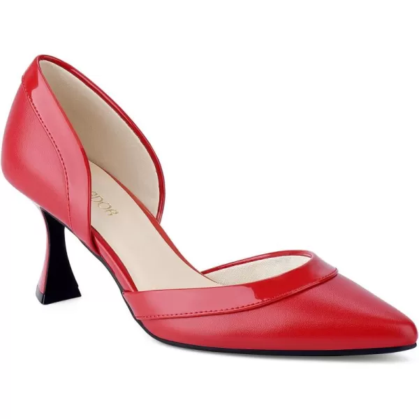 JENN ARDOR Womens Pumps Low Heels Pointed Closed Toe Kitten Dress Shoes for Women Comfortable Stiletto Heeled Sandals Classic Wedding Party DOrsay Work PumpsRed