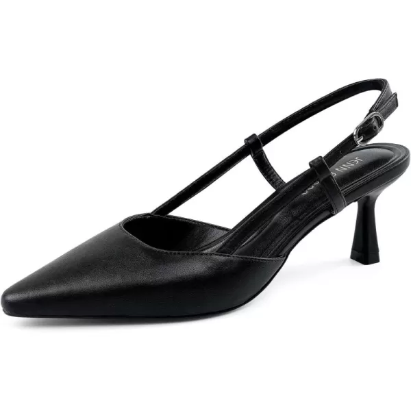 JENN ARDOR Womens Slingback Kitten Heel Closed Pointed Toe Dress Pumps Shoes for Women Comfortable Low Heeled Sandals Wedding Party PumpsBlack