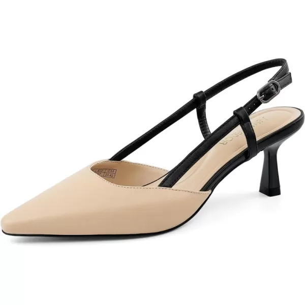 JENN ARDOR Womens Slingback Kitten Heel Closed Pointed Toe Dress Pumps Shoes for Women Comfortable Low Heeled Sandals Wedding Party PumpsNudeBlack