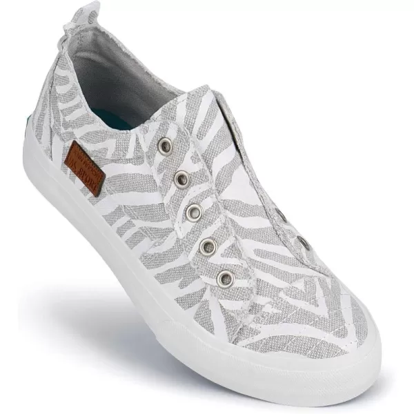 JENN ARDOR Womens Slip On Fashion Sneakers No Laces Comfortable Casual Low Canvas Sneakers Flats Walking ShoesGreyWhite Zebra