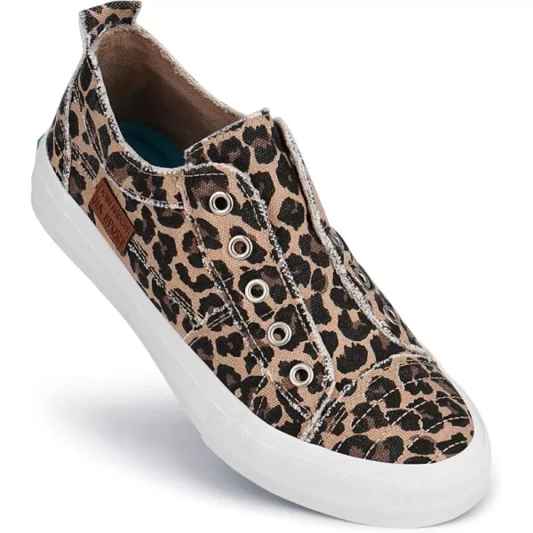 JENN ARDOR Womens Slip On Fashion Sneakers No Laces Comfortable Casual Low Canvas Sneakers Flats Walking ShoesLeopard Print