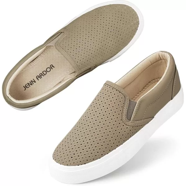 JENN ARDOR Womens Slip On Sneakers Fashion Flats Shoes Comfortable Casual Shoes for WalkingTaupe1