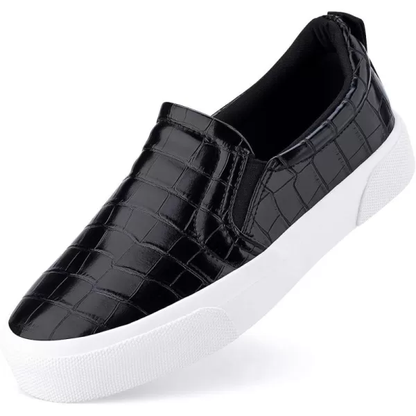 JENN ARDOR Womens Slip On Sneakers Fashion Flats Shoes Comfortable Casual Shoes for WalkingTblack