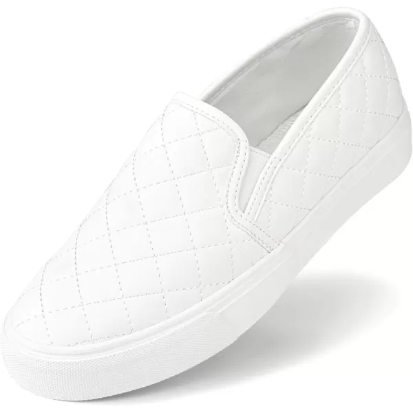 JENN ARDOR Womens Slip On Sneakers Fashion Flats Shoes Comfortable Casual Shoes for WalkingWhite
