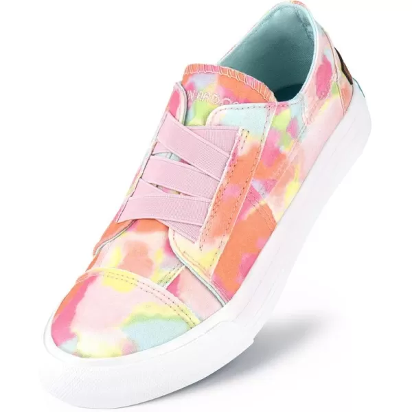 JENN ARDOR Womens Stylish Slip On Sneakers No Laces Elastic Low Top Canvas Sneakers Trendy Flats Comfortable Casual Walking ShoesHot Pink Floral