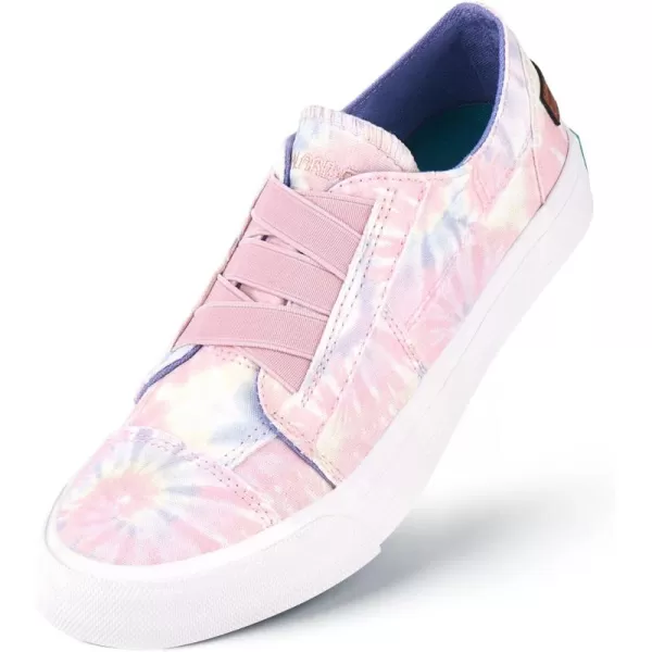 JENN ARDOR Womens Stylish Slip On Sneakers No Laces Elastic Low Top Canvas Sneakers Trendy Flats Comfortable Casual Walking ShoesLight Pink Floral