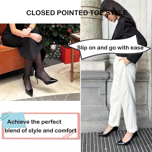 JENN ARDOR Womens Comfortable Stiletto Pumps 3 inch Elegant Gorgeous Closed Pointed Toe Slip On Solid High Heels for Ladies Wedding Dress ShoesBlack