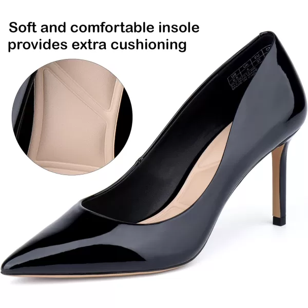 JENN ARDOR Womens Comfortable Stiletto Pumps 3 inch Elegant Gorgeous Closed Pointed Toe Slip On Solid High Heels for Ladies Wedding Dress ShoesBlack