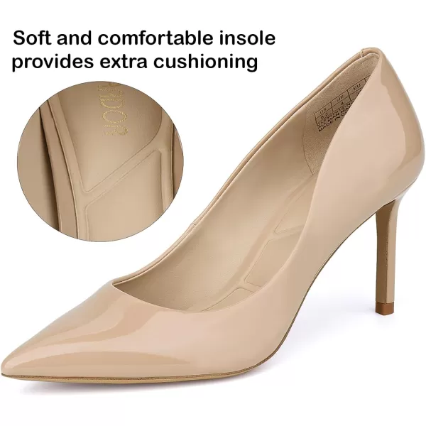 JENN ARDOR Womens Comfortable Stiletto Pumps 3 inch Elegant Gorgeous Closed Pointed Toe Slip On Solid High Heels for Ladies Wedding Dress ShoesNude