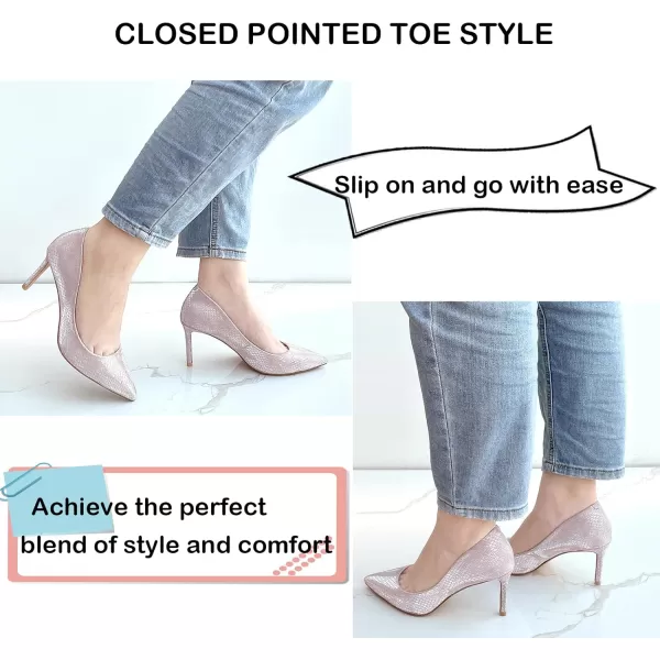 JENN ARDOR Womens Comfortable Stiletto Pumps 3 inch Elegant Gorgeous Closed Pointed Toe Slip On Solid High Heels for Ladies Wedding Dress ShoesPink