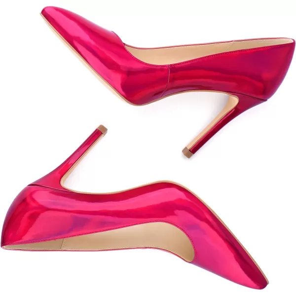 JENN ARDOR Womens High Heels Closed Pointed Toe Stiletto Classic Office Dress Bridal Wedding Pumps Sexy Prom ShoesHot Pink Illusionpu