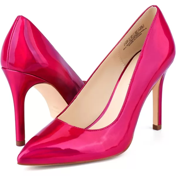 JENN ARDOR Womens High Heels Closed Pointed Toe Stiletto Classic Office Dress Bridal Wedding Pumps Sexy Prom ShoesHot Pink Illusionpu