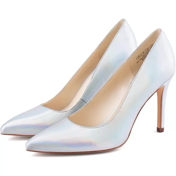 JENN ARDOR Womens High Heels Closed Pointed Toe Stiletto Classic Office Dress Bridal Wedding Pumps Sexy Prom ShoesLight Blue Illusionpu