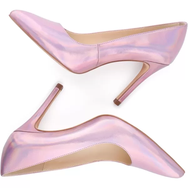 JENN ARDOR Womens High Heels Closed Pointed Toe Stiletto Classic Office Dress Bridal Wedding Pumps Sexy Prom ShoesLight Pink Illusionpu